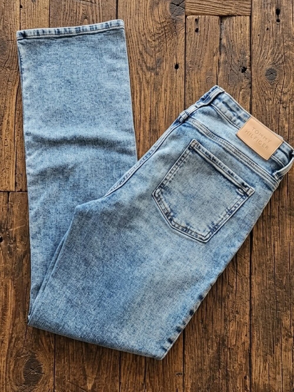 Tommy Hilfiger Flare Bootcut Jeans 29 Size 8 Medium Blue Acid Wash Y2K Style